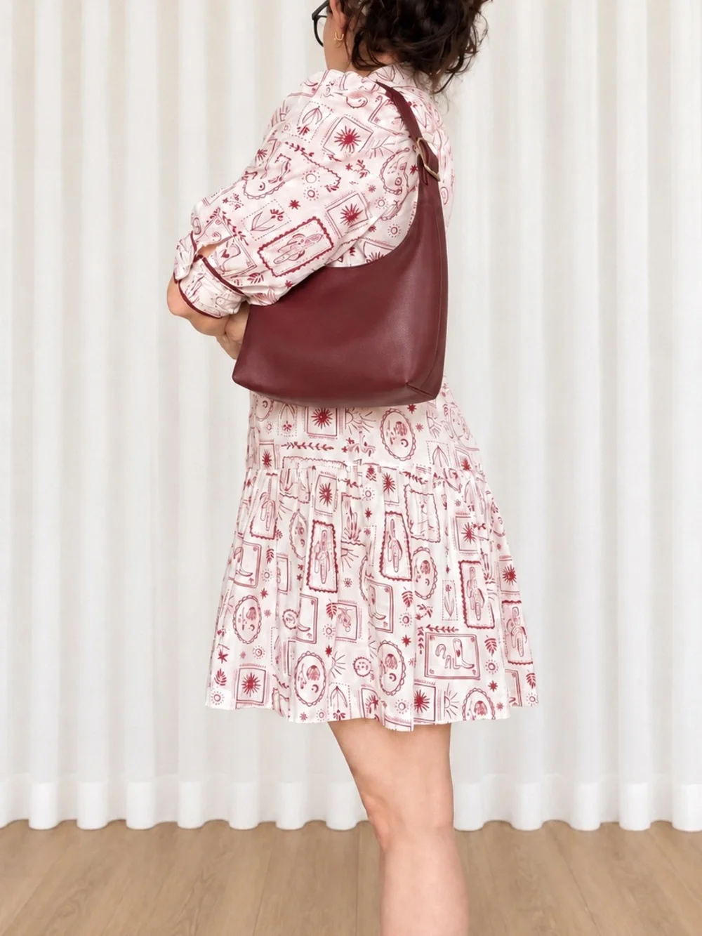BAGGU Mahogany Recycled Leather Shoulder Bag